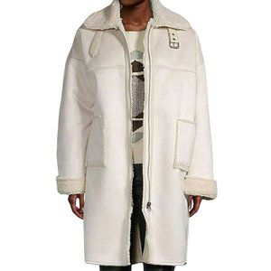 Faux Suede Shearling Car Coat